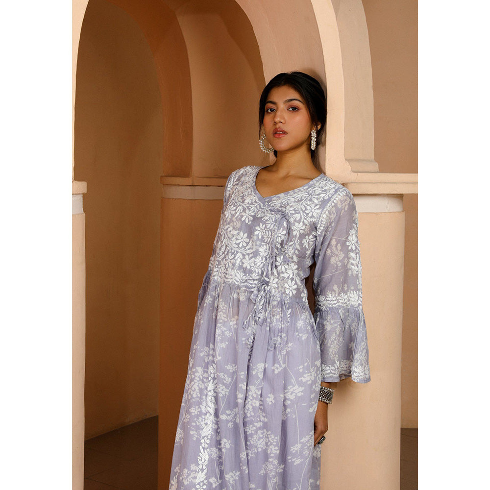 House of Chikankari Zainab Chikankari Mulmul Angrakha Kurta