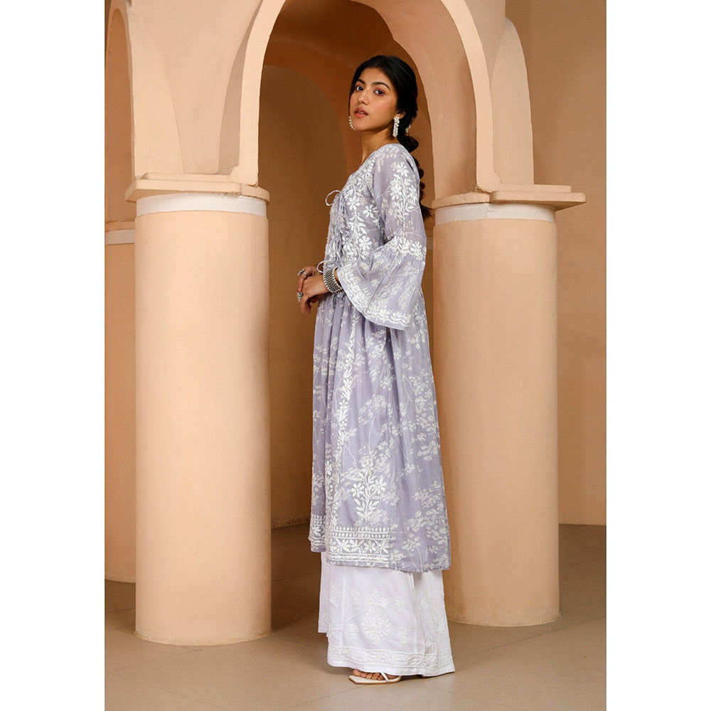 House of Chikankari Zainab Chikankari Mulmul Angrakha Kurta
