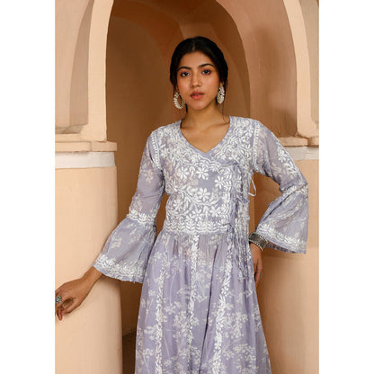 House of Chikankari Zainab Chikankari Mulmul Angrakha Kurta