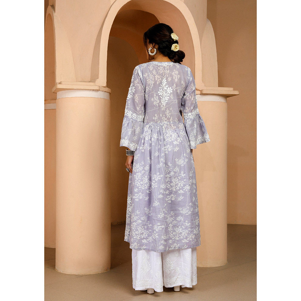 House of Chikankari Zainab Chikankari Mulmul Angrakha Kurta