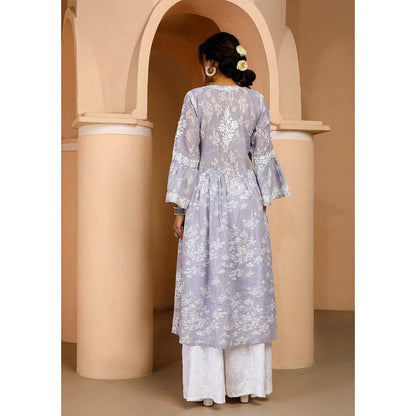 House of Chikankari Zainab Chikankari Mulmul Angrakha Kurta