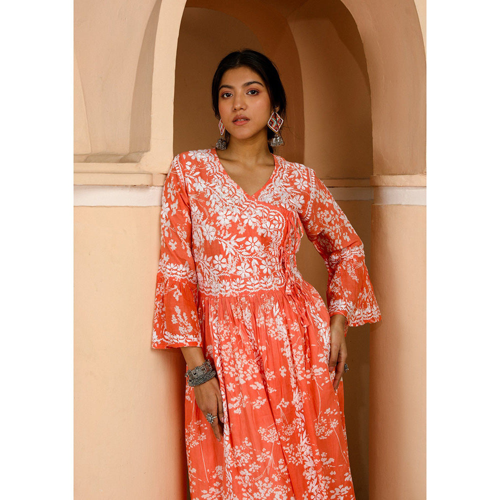 House of Chikankari Zainab Chikankari Mulmul Angrakha Kurta