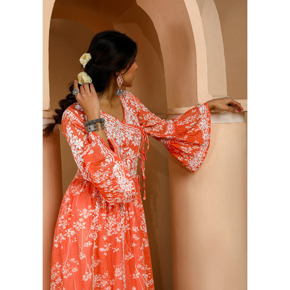 House of Chikankari Zainab Chikankari Mulmul Angrakha Kurta