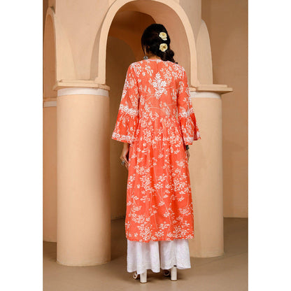 House of Chikankari Zainab Chikankari Mulmul Angrakha Kurta