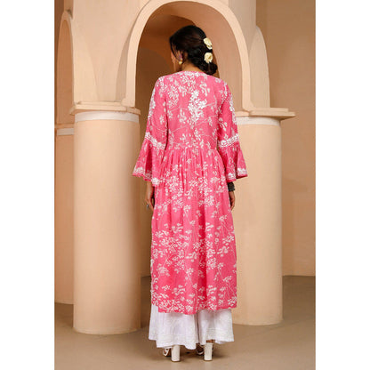 House of Chikankari Zainab Chikankari Mulmul Angrakha Kurta