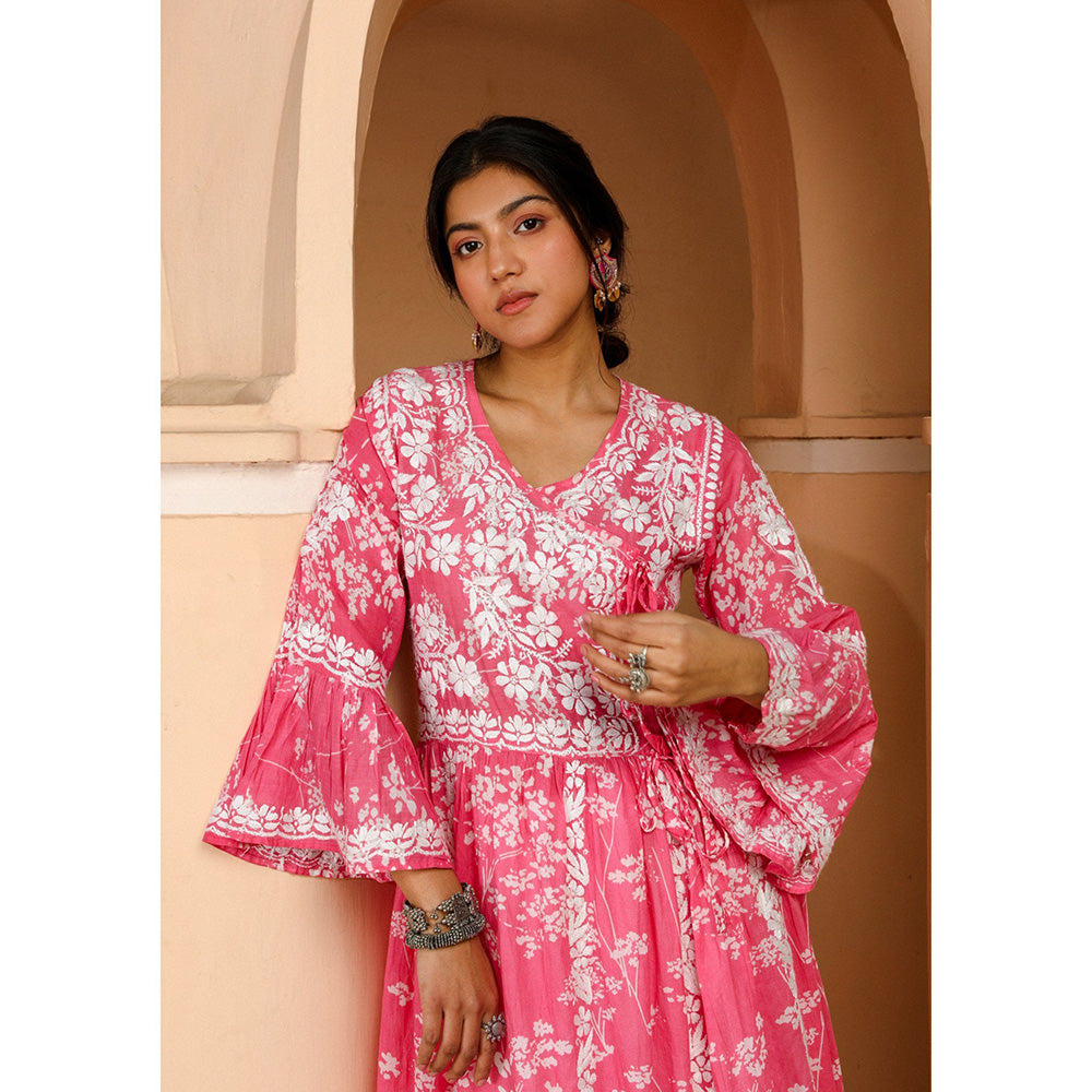 House of Chikankari Zainab Chikankari Mulmul Angrakha Kurta