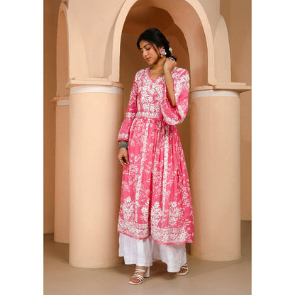 House of Chikankari Zainab Chikankari Mulmul Angrakha Kurta