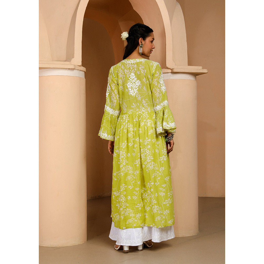 House of Chikankari Zainab Chikankari Mulmul Angrakha Kurta
