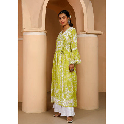 House of Chikankari Zainab Chikankari Mulmul Angrakha Kurta
