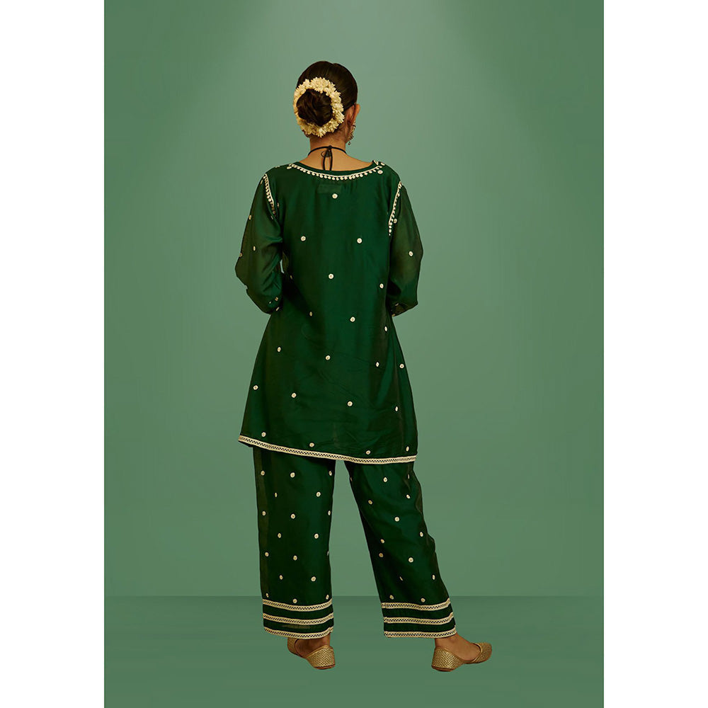 House of Chikankari Mahak Chikankari Short Angrakha Kurta and Pants (Set of 2)