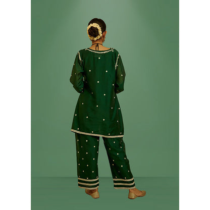 House of Chikankari Mahak Chikankari Short Angrakha Kurta and Pants (Set of 2)