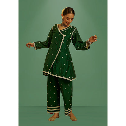 House of Chikankari Mahak Chikankari Short Angrakha Kurta and Pants (Set of 2)