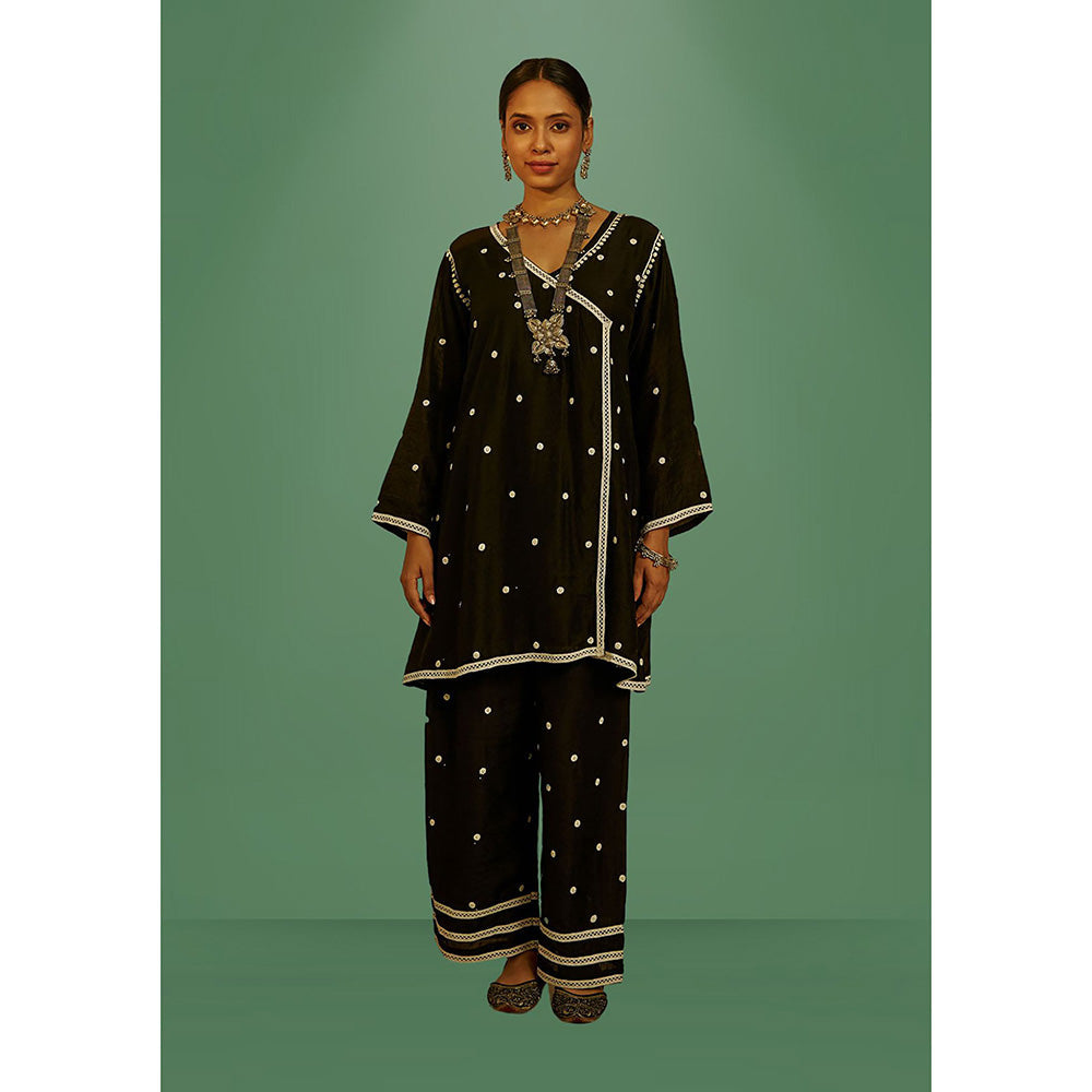 House of Chikankari Mahak Chikankari Short Angrakha Kurta and Pants (Set of 2)