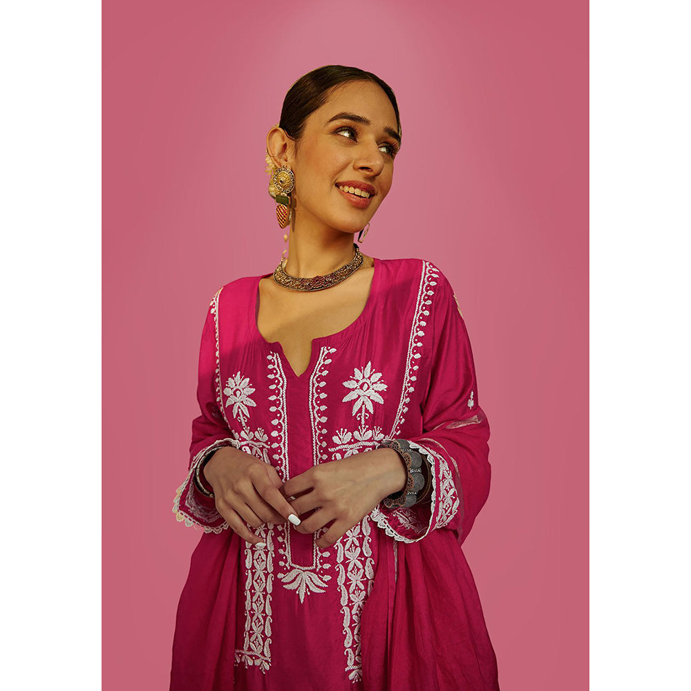 House of Chikankari Mahnoor Chikankari Straight Kurta and Pants with Dupatta (Set of 3)