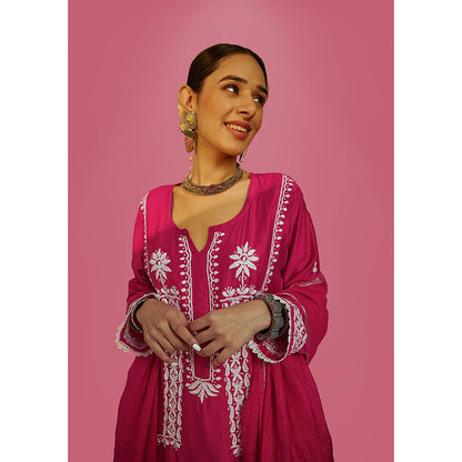 House of Chikankari Mahnoor Chikankari Straight Kurta and Pants with Dupatta (Set of 3)