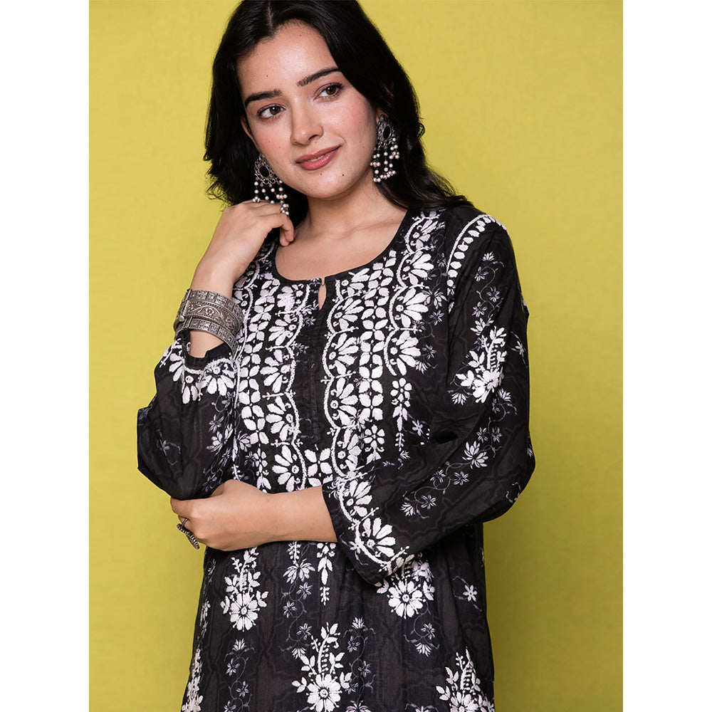 House of Chikankari Riyad Chikankari Mulmul Straight Kurta