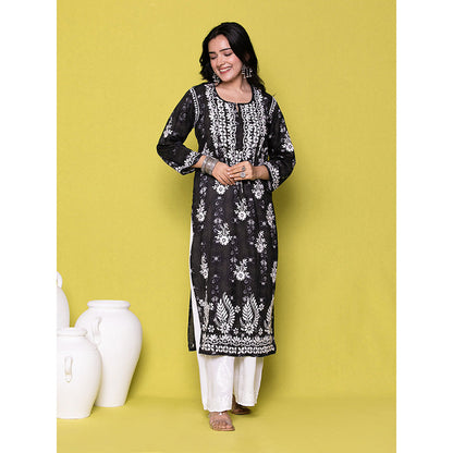 House of Chikankari Riyad Chikankari Mulmul Straight Kurta