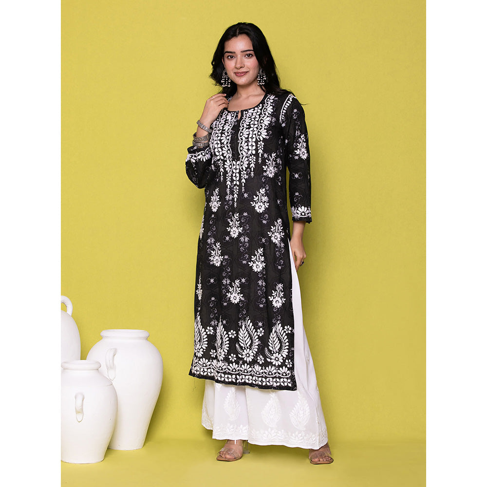 House of Chikankari Riyad Chikankari Mulmul Straight Kurta