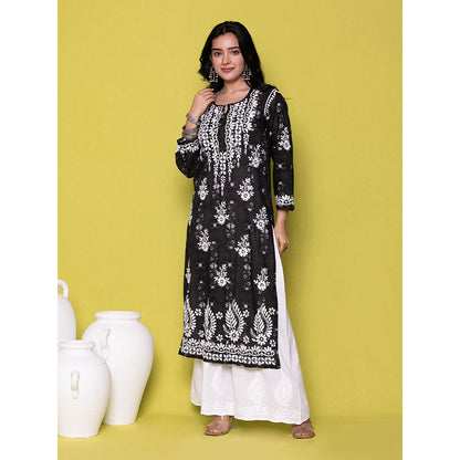 House of Chikankari Riyad Chikankari Mulmul Straight Kurta