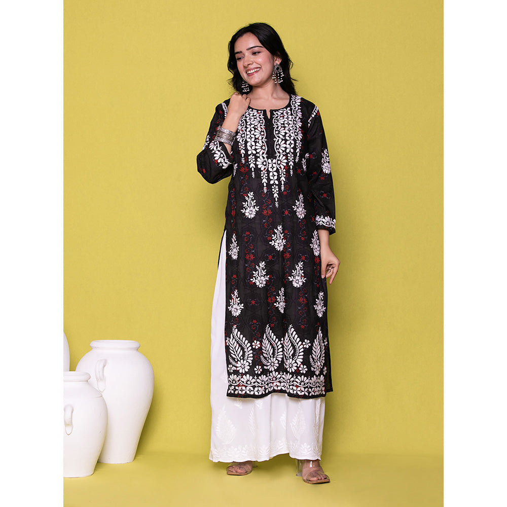 House of Chikankari Riyad Chikankari Mulmul Straight Kurta