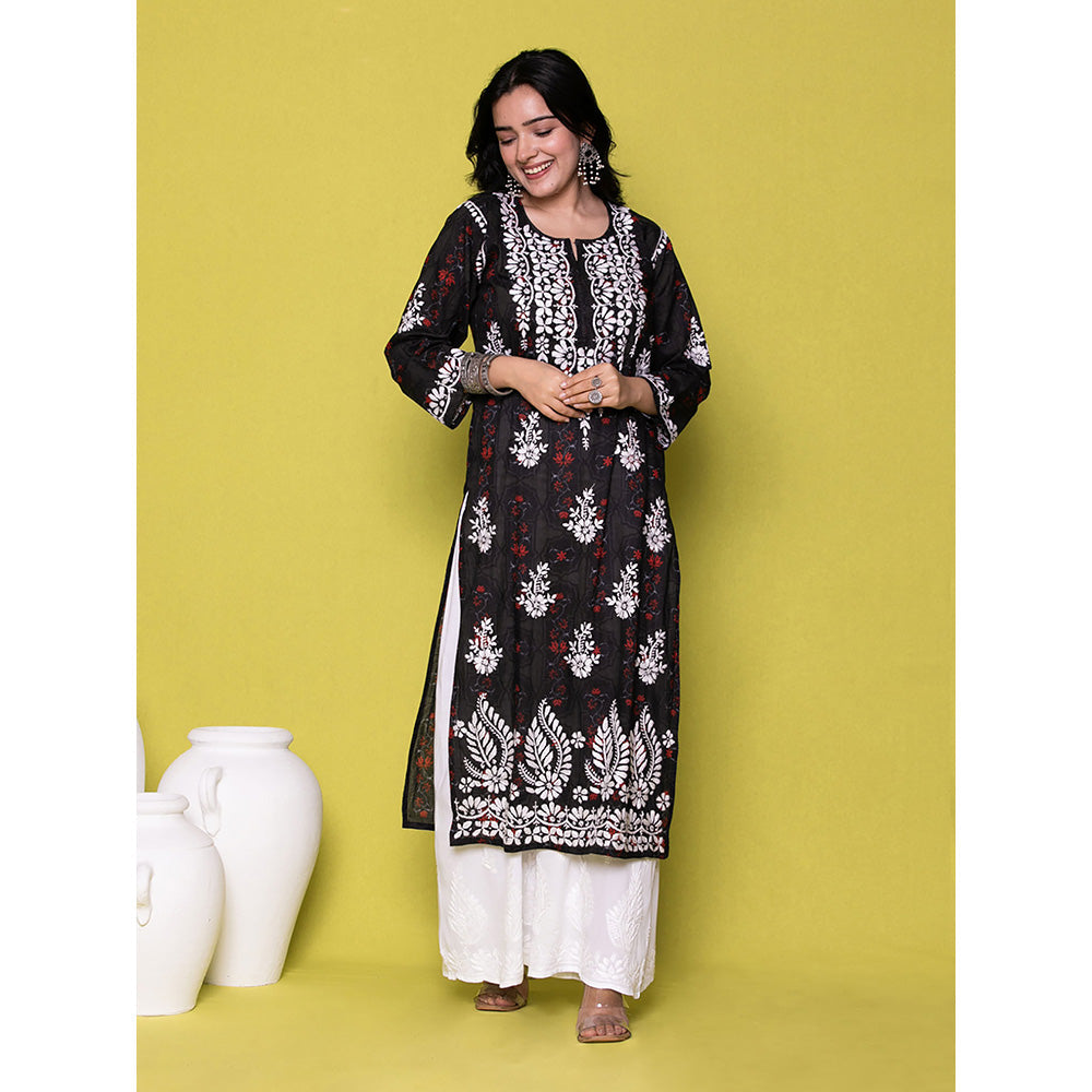 House of Chikankari Riyad Chikankari Mulmul Straight Kurta