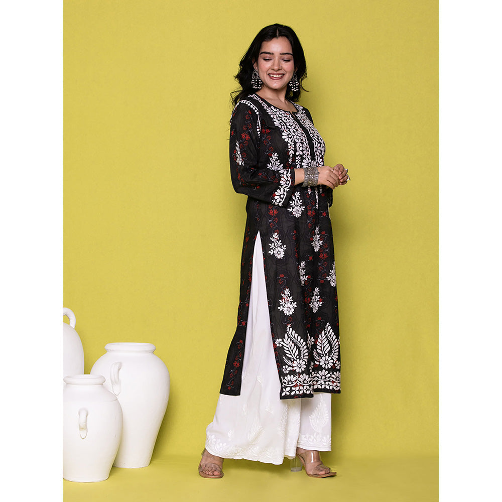 House of Chikankari Riyad Chikankari Mulmul Straight Kurta