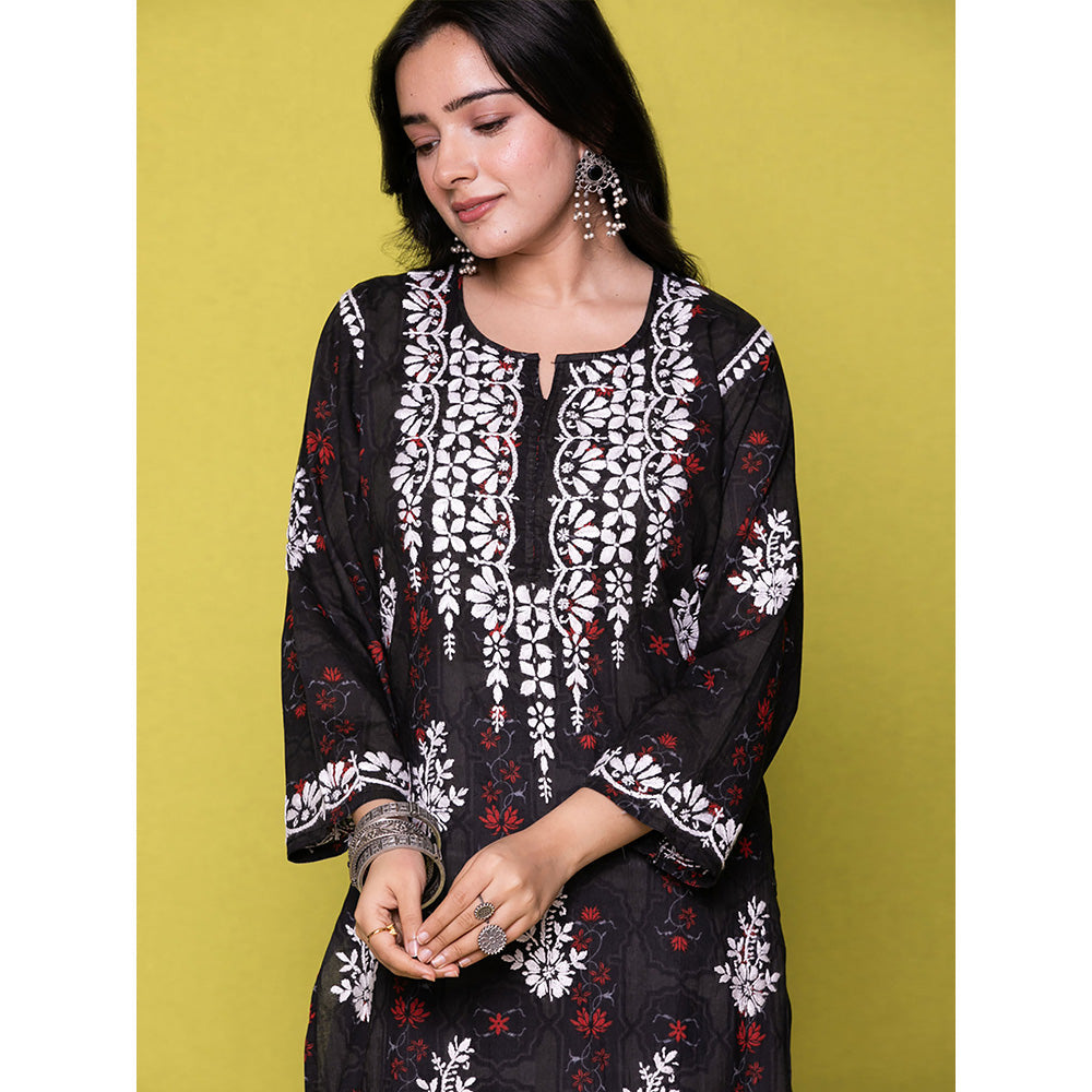 House of Chikankari Riyad Chikankari Mulmul Straight Kurta