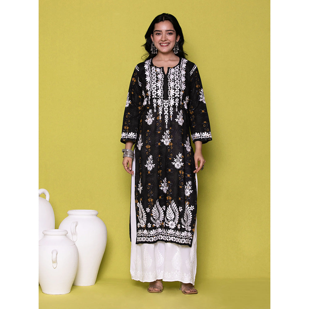 House of Chikankari Riyad Chikankari Mulmul Straight Kurta