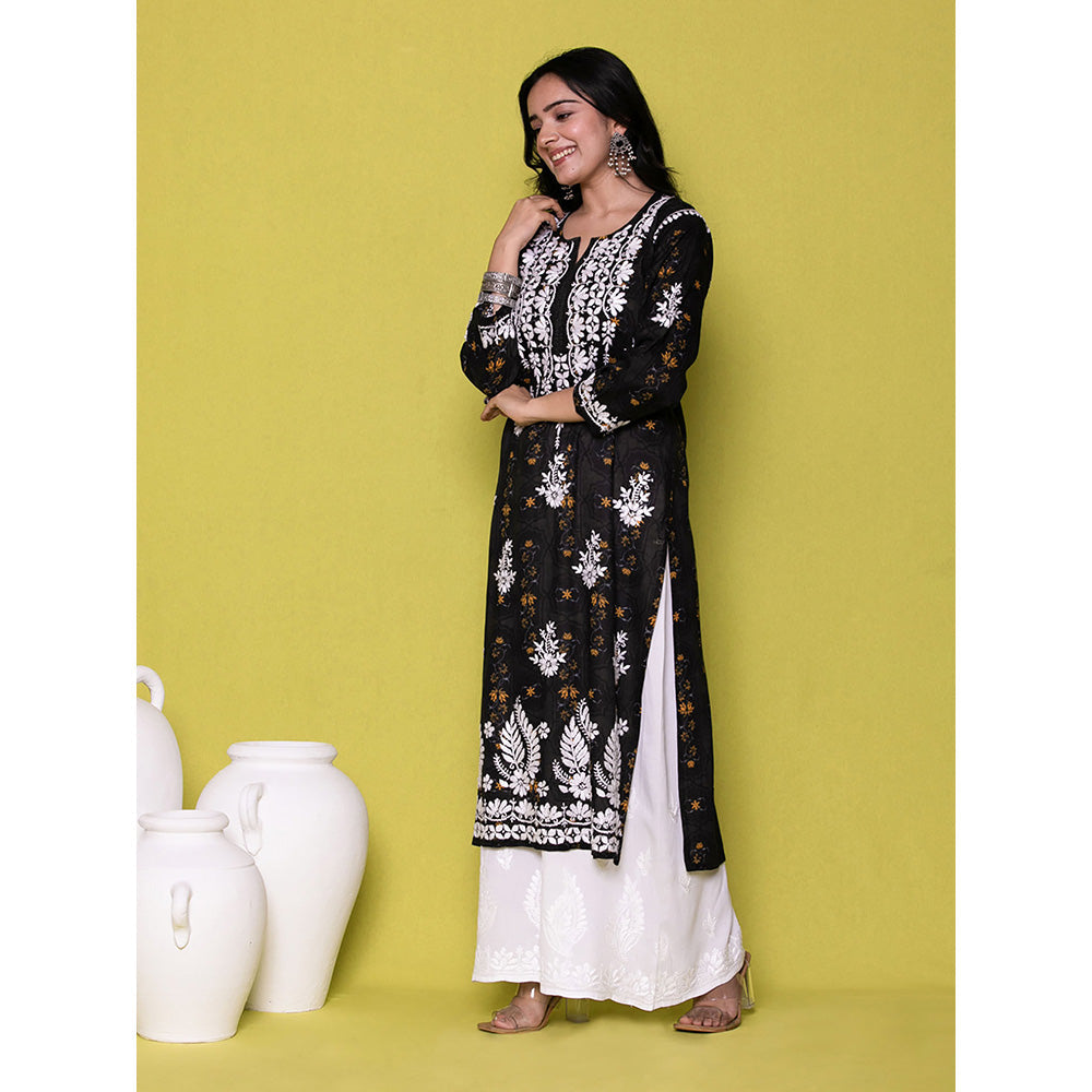 House of Chikankari Riyad Chikankari Mulmul Straight Kurta