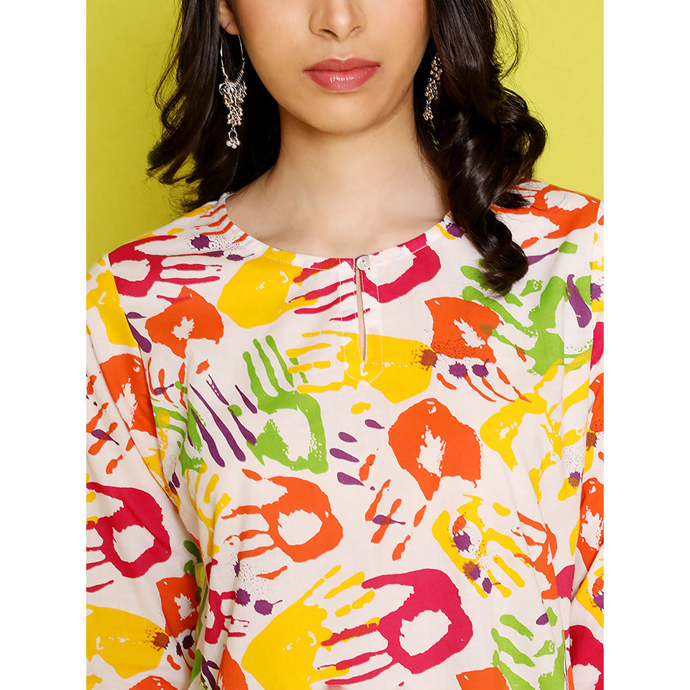 House of Chikankari Rang Barse Cotton Printed Women's Long Kurta
