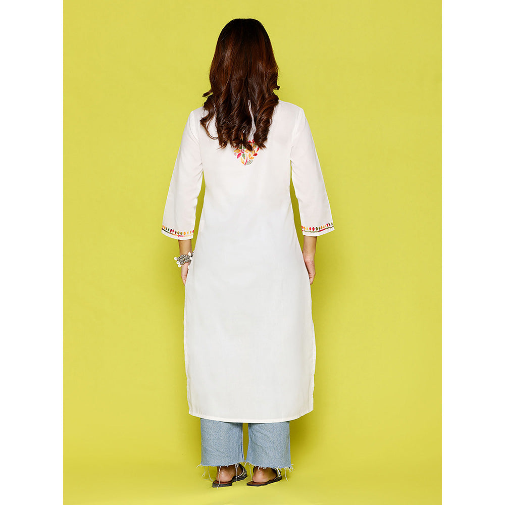 House of Chikankari Rang Barse Cotton Chikankari Embroidered Women's Long Kurta