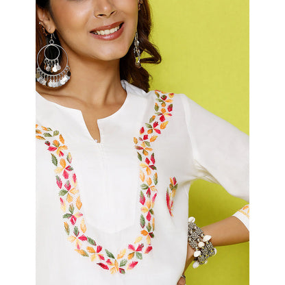 House of Chikankari Rang Barse Cotton Chikankari Embroidered Women's Long Kurta