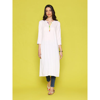 House of Chikankari Rang Barse Rayon Solid Women's Long Kurta