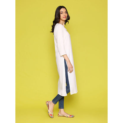 House of Chikankari Rang Barse Rayon Solid Women's Long Kurta