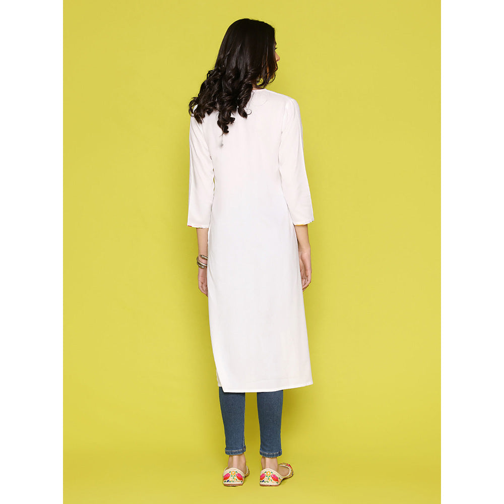 House of Chikankari Rang Barse Rayon Solid Women's Long Kurta