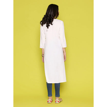 House of Chikankari Rang Barse Rayon Solid Women's Long Kurta
