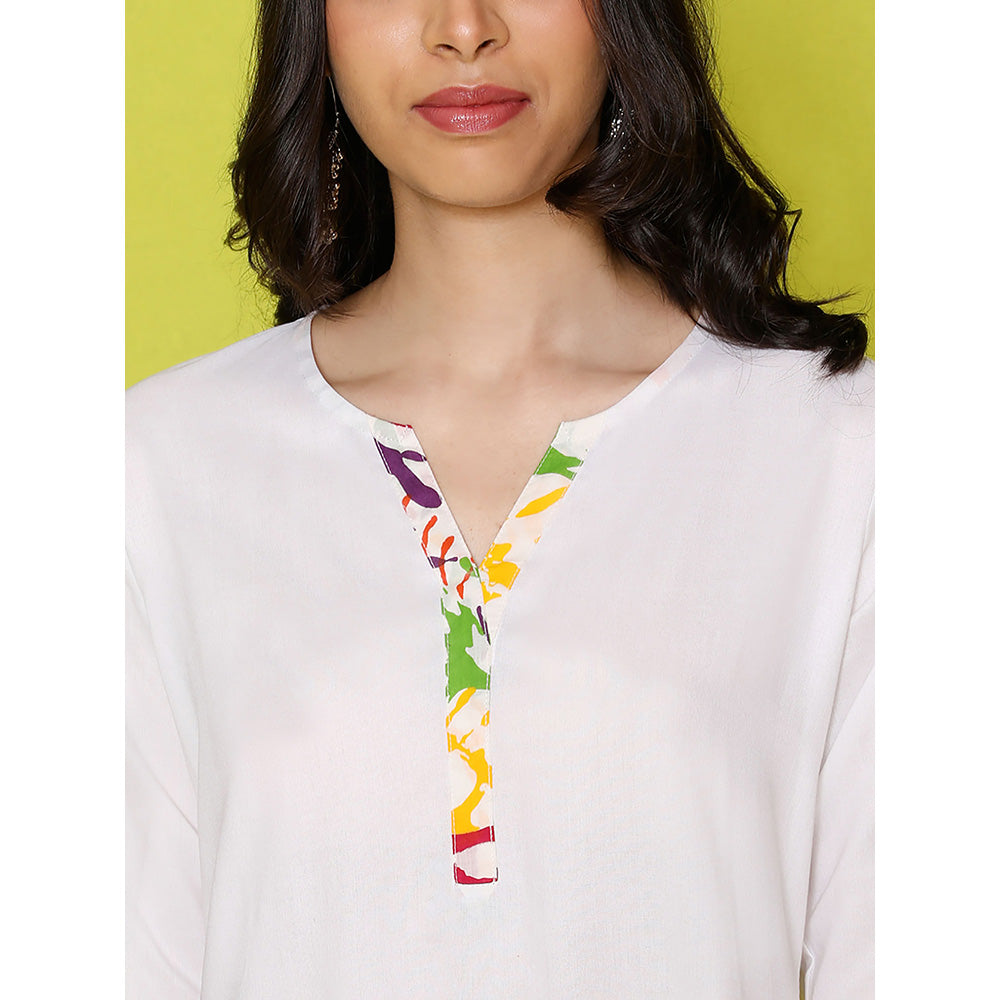 House of Chikankari Rang Barse Rayon Solid Women's Long Kurta