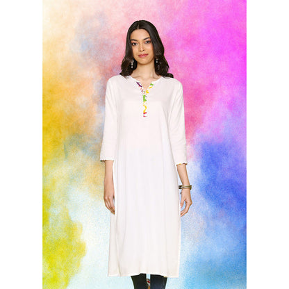 House of Chikankari Rang Barse Rayon Solid Women's Long Kurta