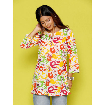House of Chikankari Rang Barse Cotton Printed Women's Short Kurta
