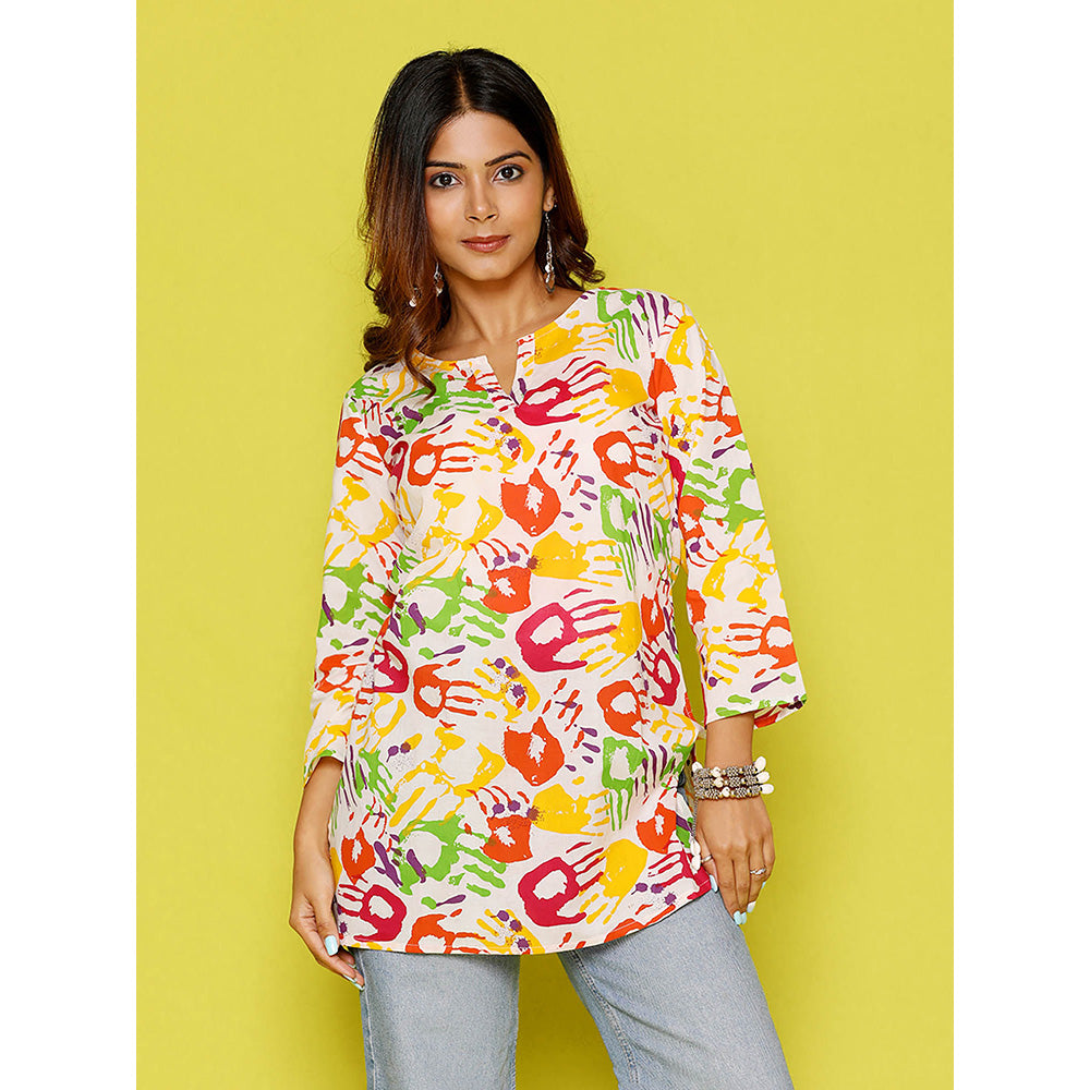 House of Chikankari Rang Barse Cotton Printed Women's Short Kurta