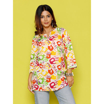 House of Chikankari Rang Barse Cotton Printed Women's Short Kurta