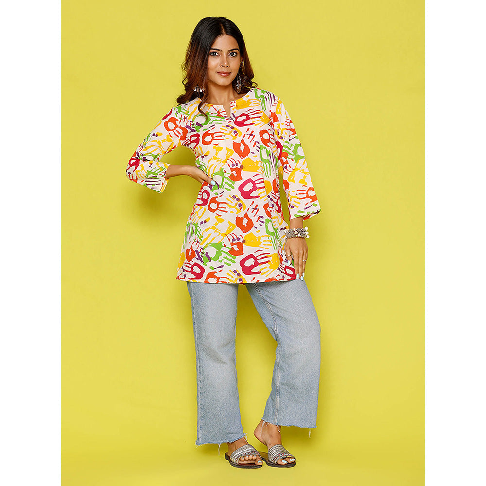 House of Chikankari Rang Barse Cotton Printed Women's Short Kurta