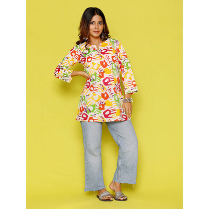 House of Chikankari Rang Barse Cotton Printed Women's Short Kurta