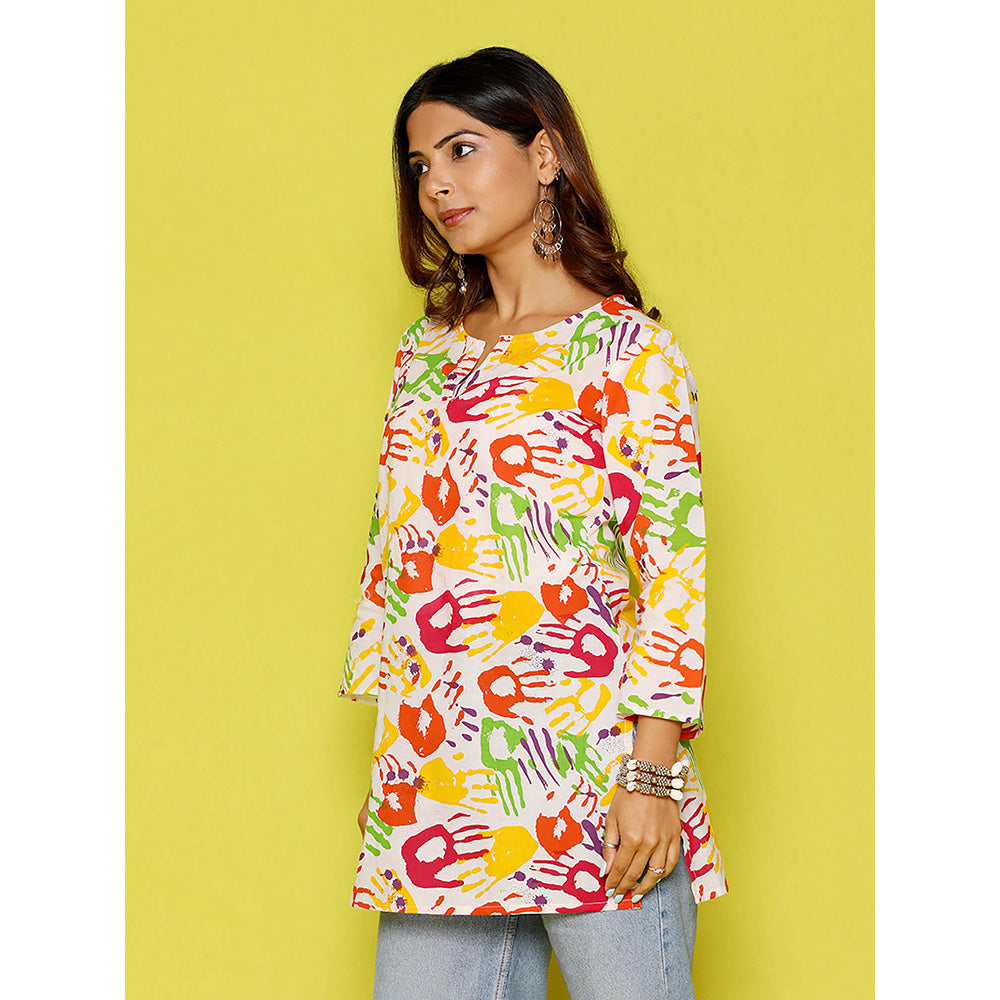 House of Chikankari Rang Barse Cotton Printed Women's Short Kurta