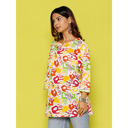 House of Chikankari Rang Barse Cotton Printed Women's Short Kurta