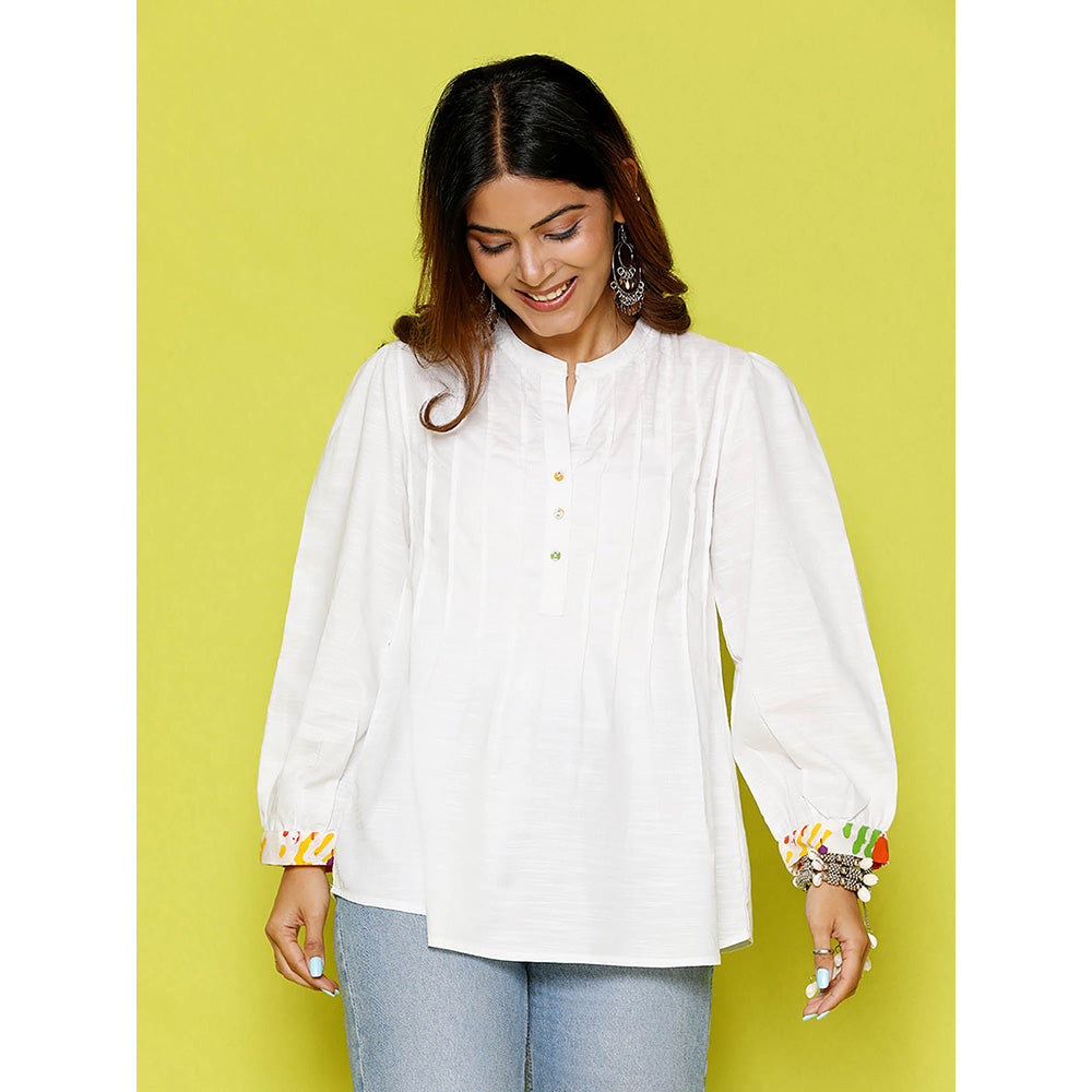 House of Chikankari Rang Barse Cotton Solid Women's Short Kurta