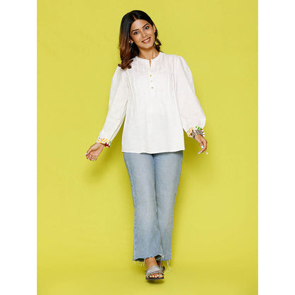 House of Chikankari Rang Barse Cotton Solid Women's Short Kurta