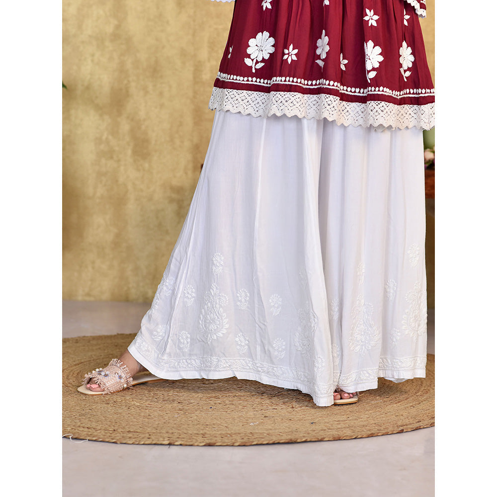 House of Chikankari Amaaya Chikankari Rayon Flared Palazzo