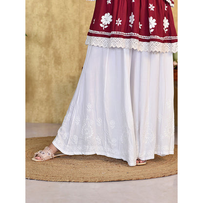 House of Chikankari Amaaya Chikankari Rayon Flared Palazzo