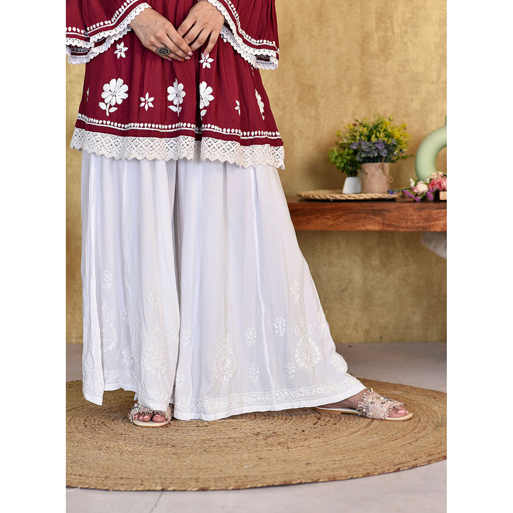 House of Chikankari Amaaya Chikankari Rayon Flared Palazzo